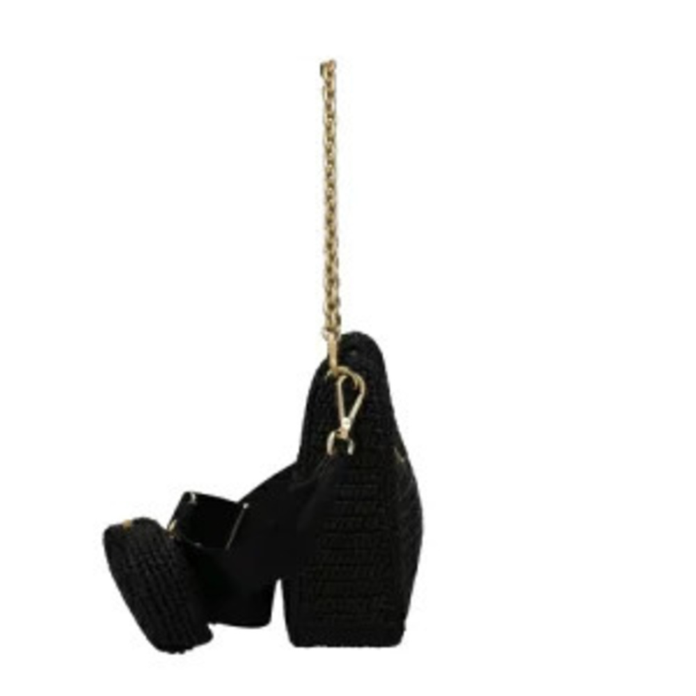 Prada ReEdition 2005 chain shoulder bag black raffia effect crochet Black - Picture 6 of 9
